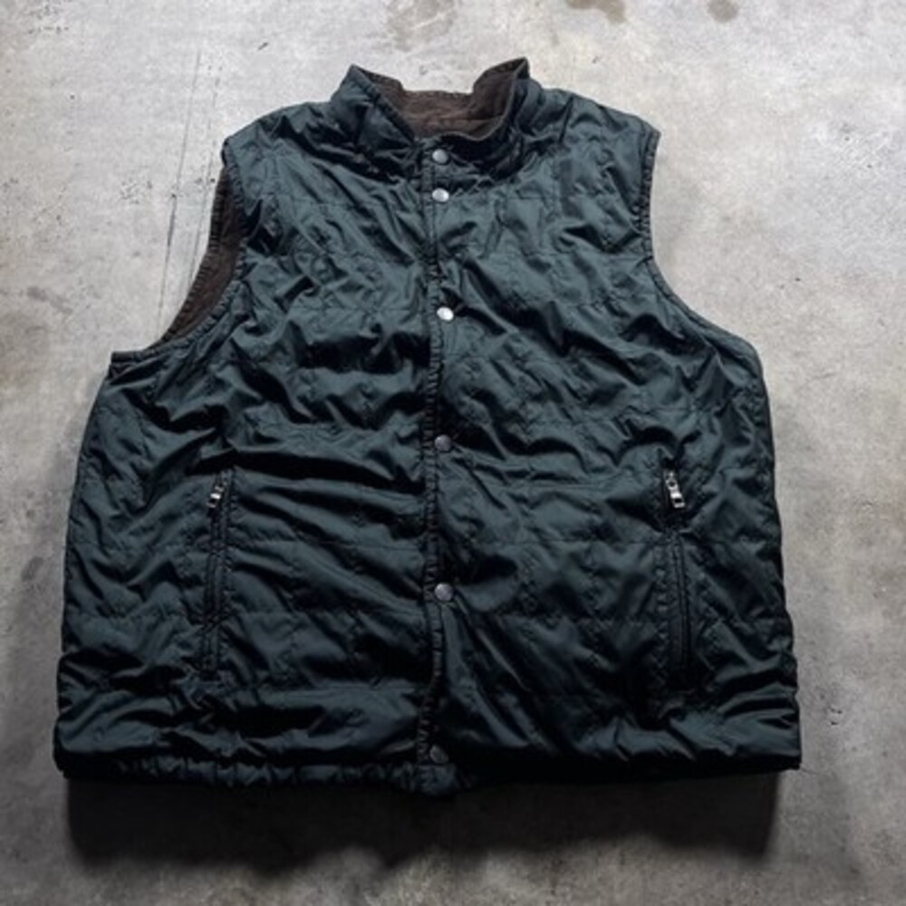 Petter Millar Men's XL Reversible genuine suede Vest Black Brown and green